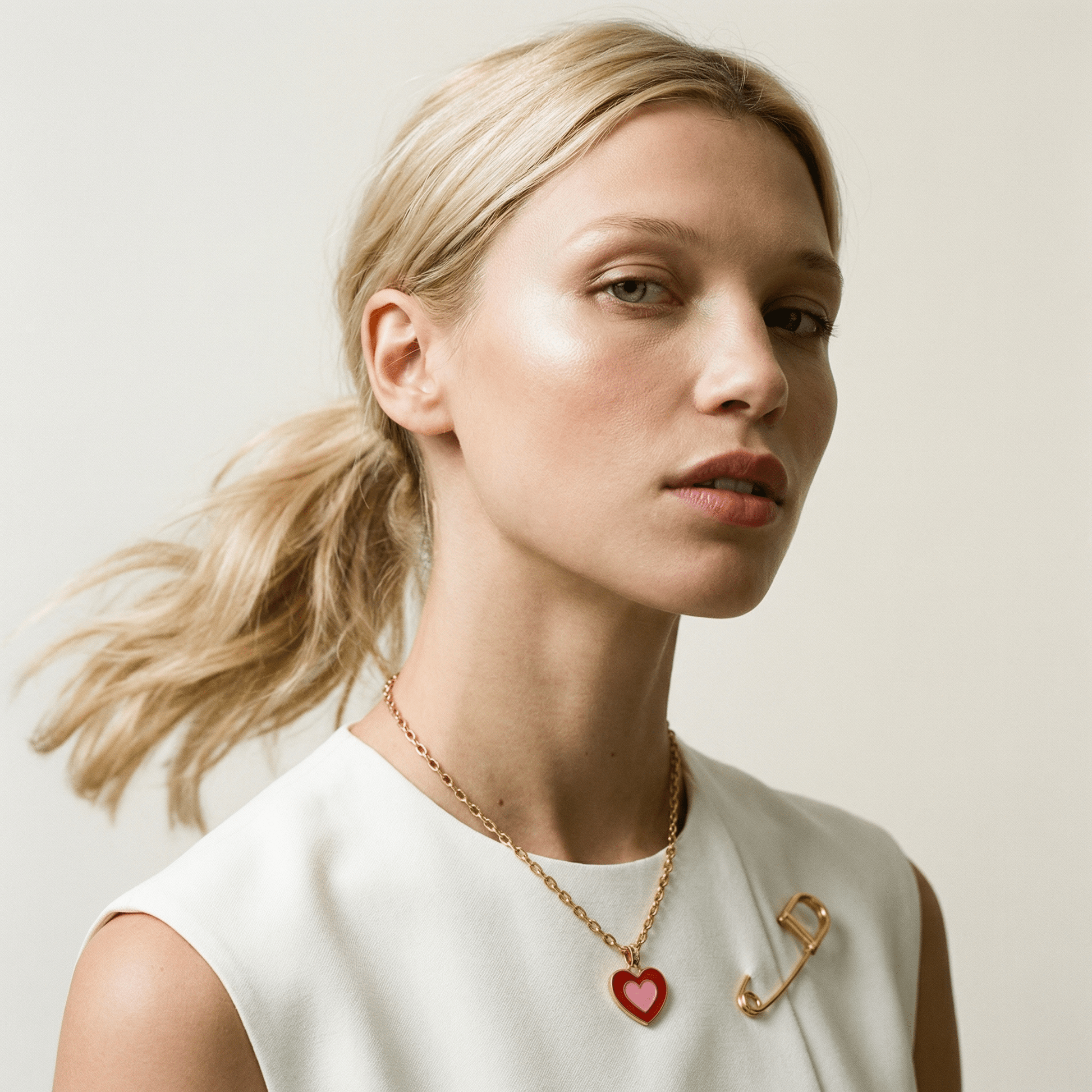 Pink and Red Mini Heart Gold Plated Necklace - Necklace