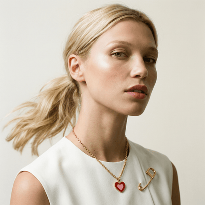 Pink and Red Mini Heart Gold Plated Necklace - Necklace