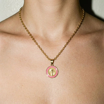 Pink Prayer Gold Necklace - Necklace