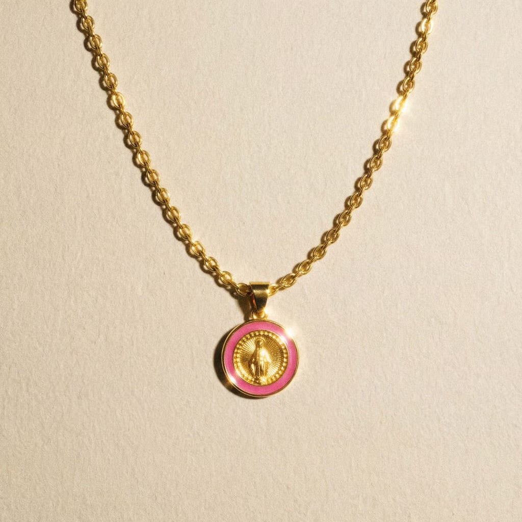 Pink Prayer Gold Necklace - Necklace