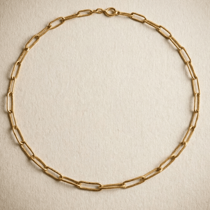 Plain Paperclip Chain 14K Gold Plated Necklace - 