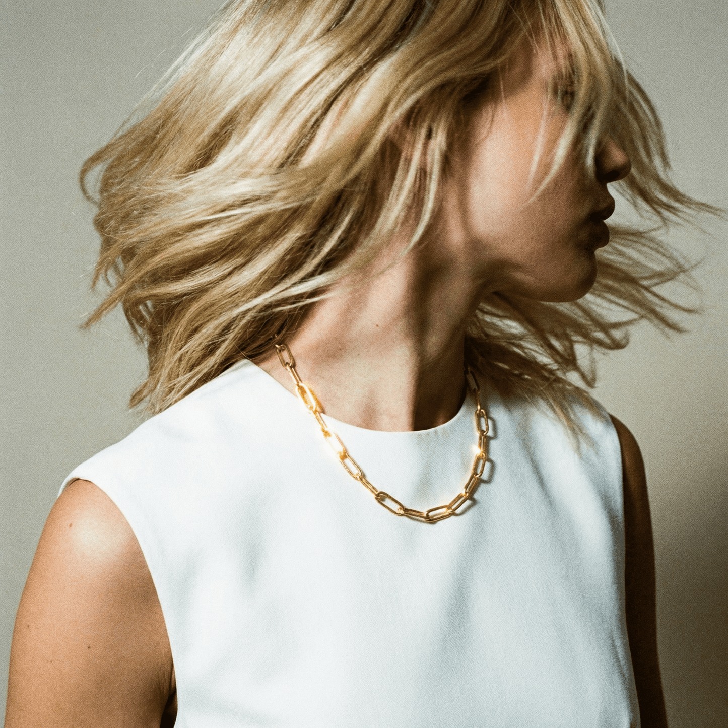 Plain Paperclip Chain 14K Gold Plated Necklace - 