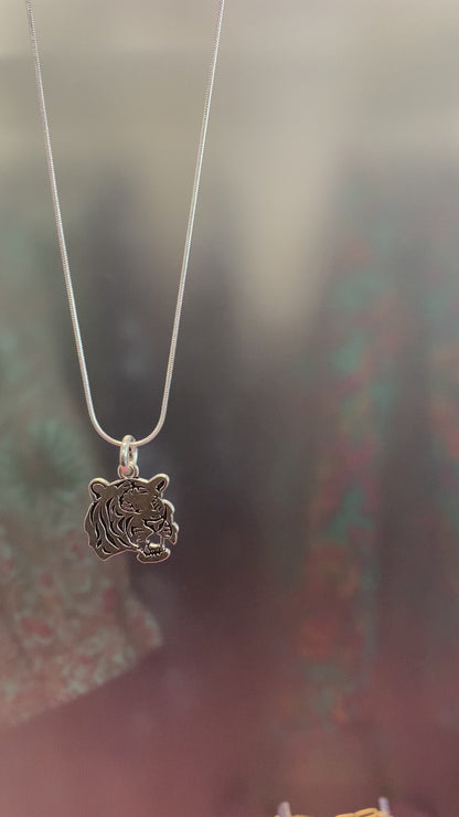 Tiger Head Sterling Silver Necklace
