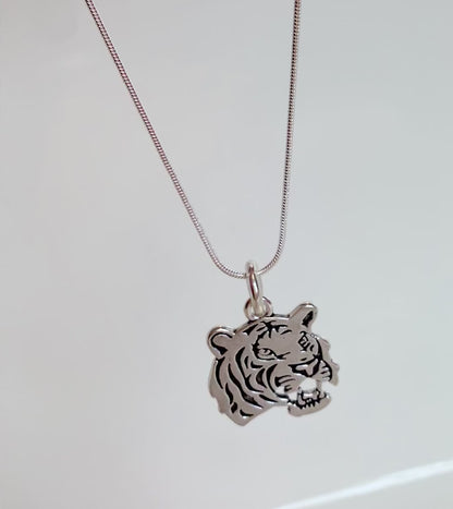 Tiger Head Sterling Silver Necklace
