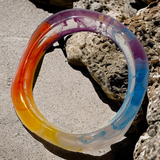 Rainbow Resin Bangle-Bracelet