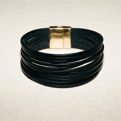 Rebel Rebel Black Leather Cuff PREORDER - Bracelet
