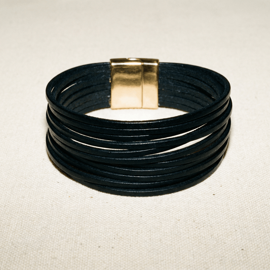 Rebel Rebel Black Leather Cuff PREORDER - Bracelet