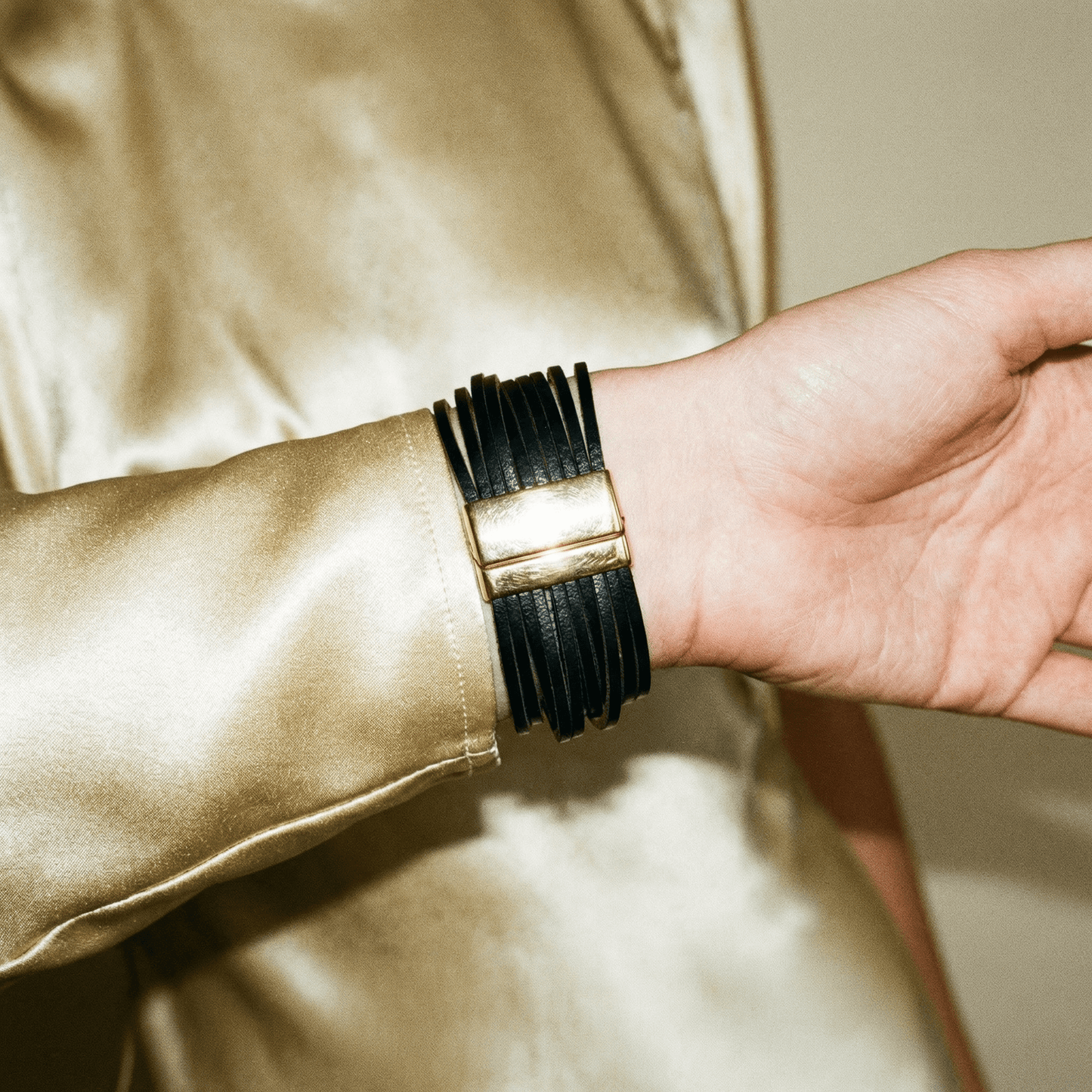 Rebel Rebel Black Leather Cuff PREORDER - Bracelet