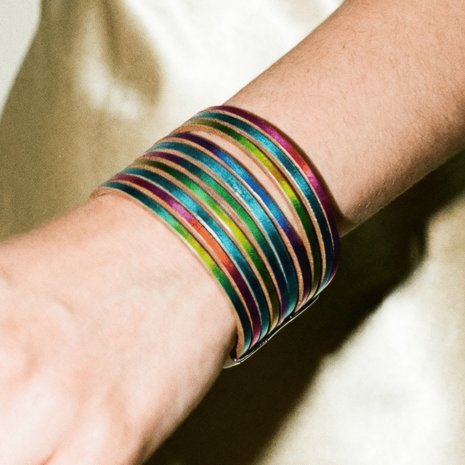 Rebel Rebel Midnight Metallic Multi Leather Cuff - Bracelet
