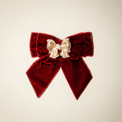 Red Velvet Bow Gold Brooch - Brooch