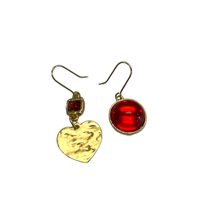 Ruby Red and Gold Earrings-earrings
