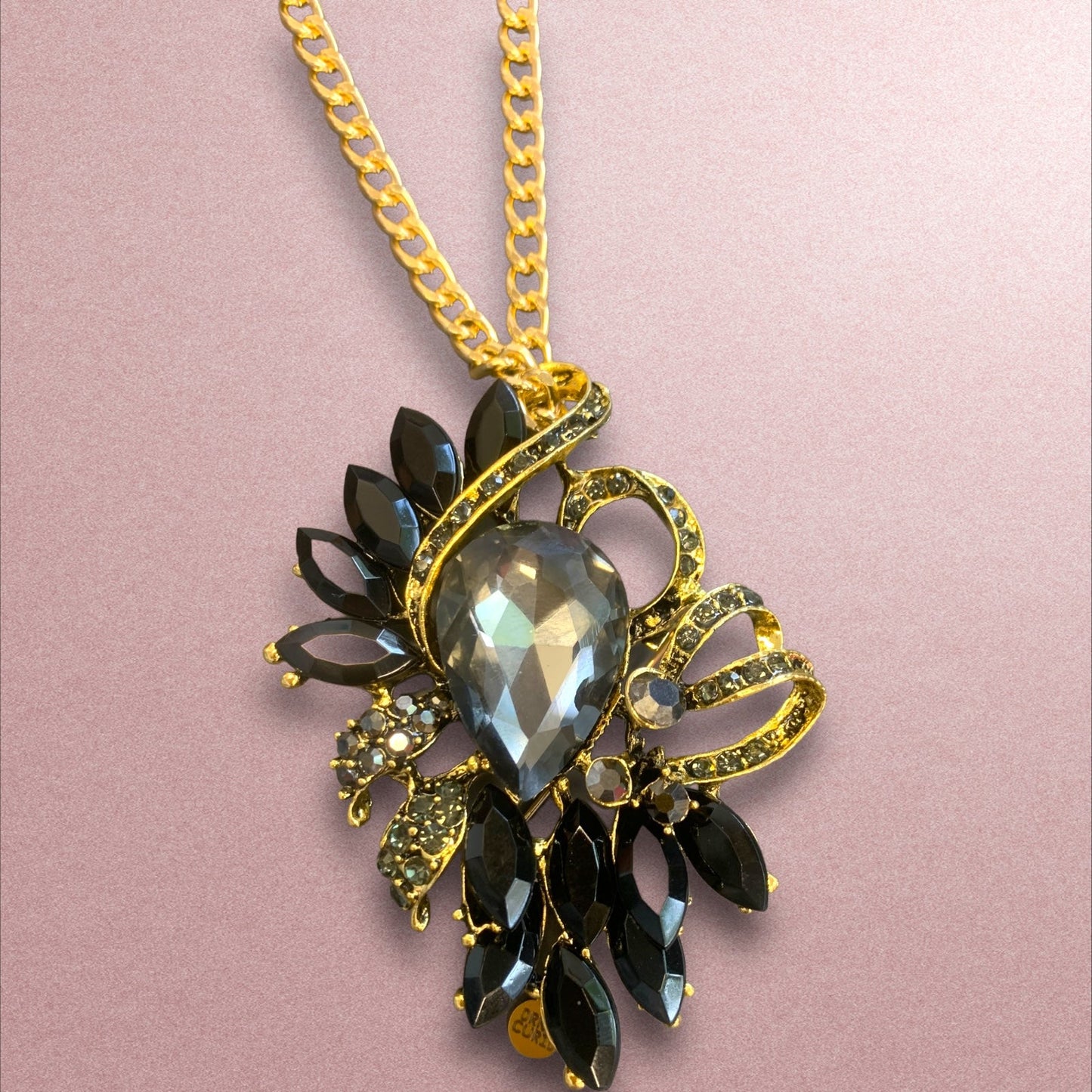 Santa Lucia Black Smokey Quartz Multiwear Statement Necklace-Necklace