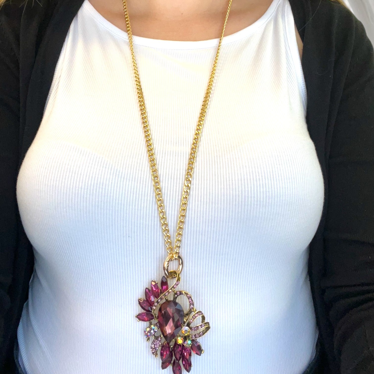 Santa Lucia Violet Multiwear Statement Necklace-Necklace