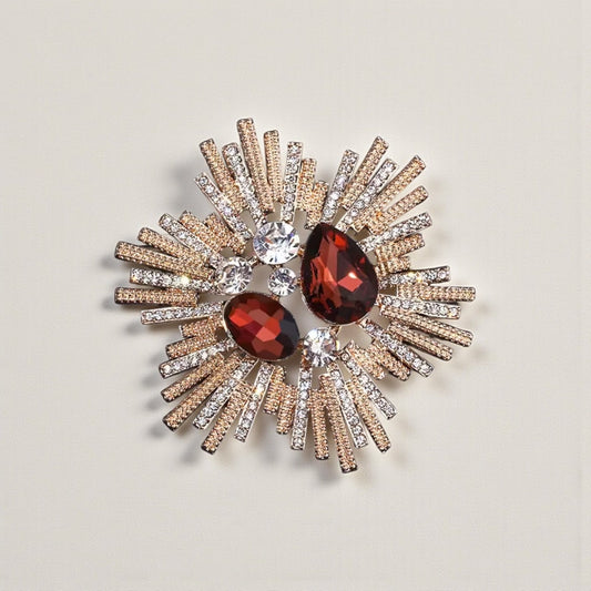 Satellite of Love Ruby and Gold Brooch - Brooch