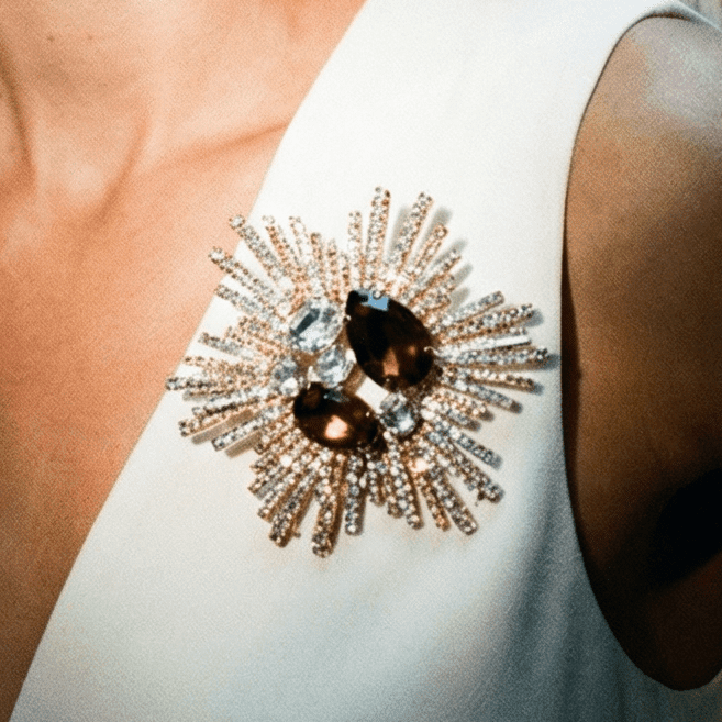 Satellite of Love Ruby and Gold Brooch - Brooch