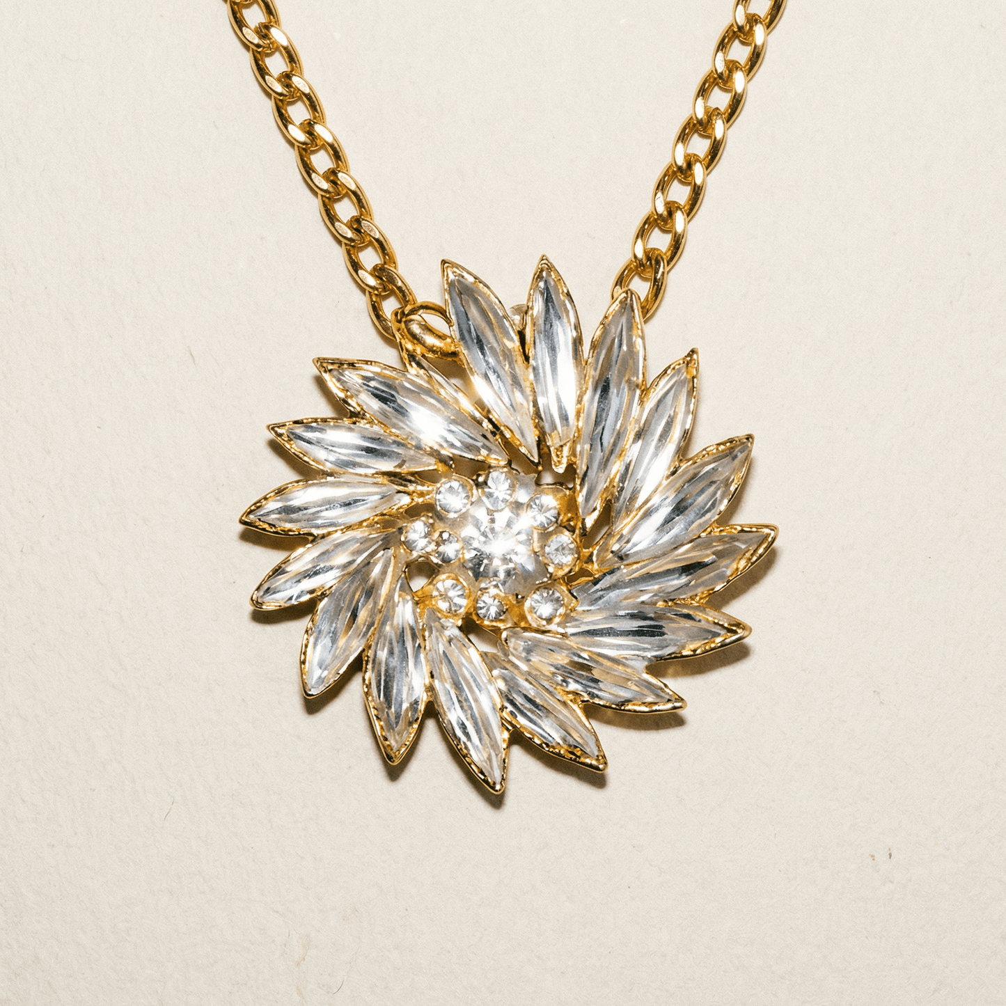 Show Stopper Rhinestone and Gold Statement Necklace - Necklace