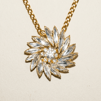Show Stopper Rhinestone and Gold Statement Necklace - Necklace