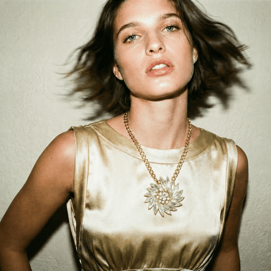 Show Stopper Rhinestone and Gold Statement Necklace - Necklace