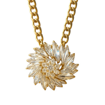 Show Stopper Rhinestone and Gold Statement Necklace - Necklace