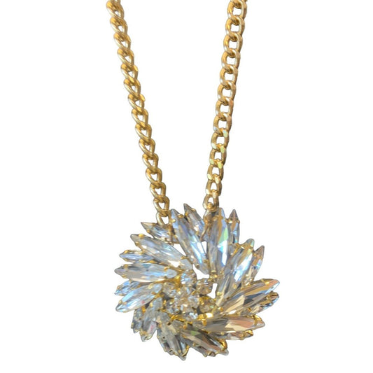 Show Stopper Rhinestone and Gold Statement Necklace-Necklace