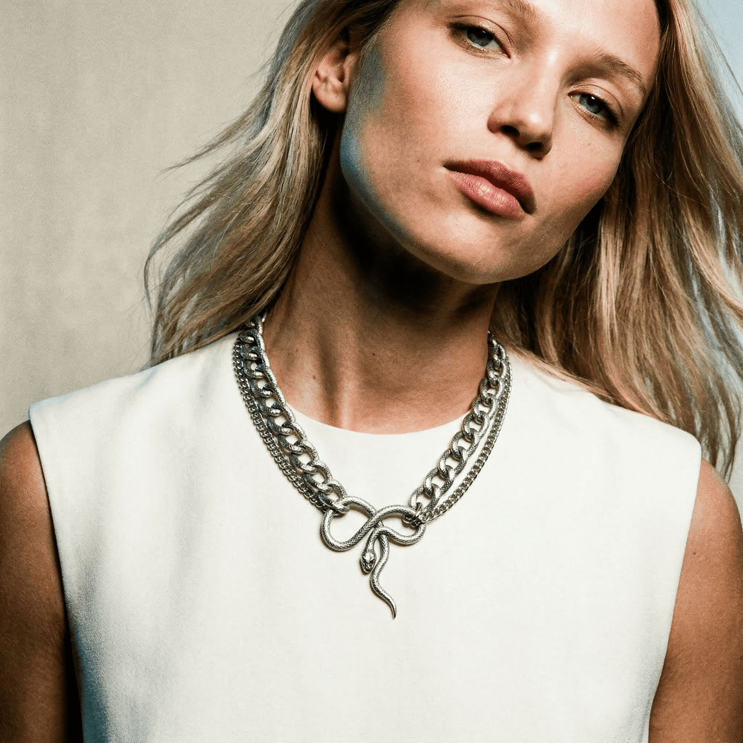 Silver Snake Bespoke Vintage Necklace - 