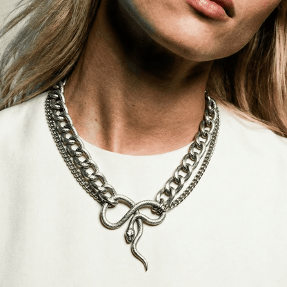 Silver Snake Bespoke Vintage Necklace - 