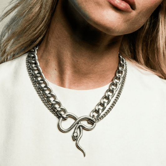 Silver Snake Bespoke Vintage Necklace - 
