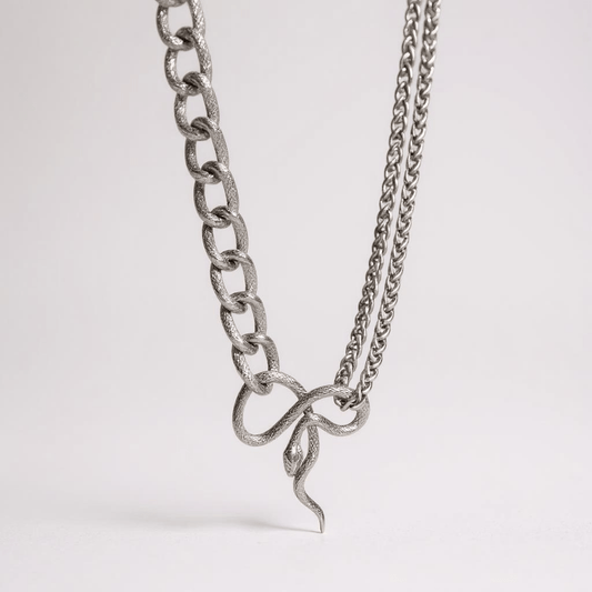 Silver Snake Bespoke Vintage Necklace - 