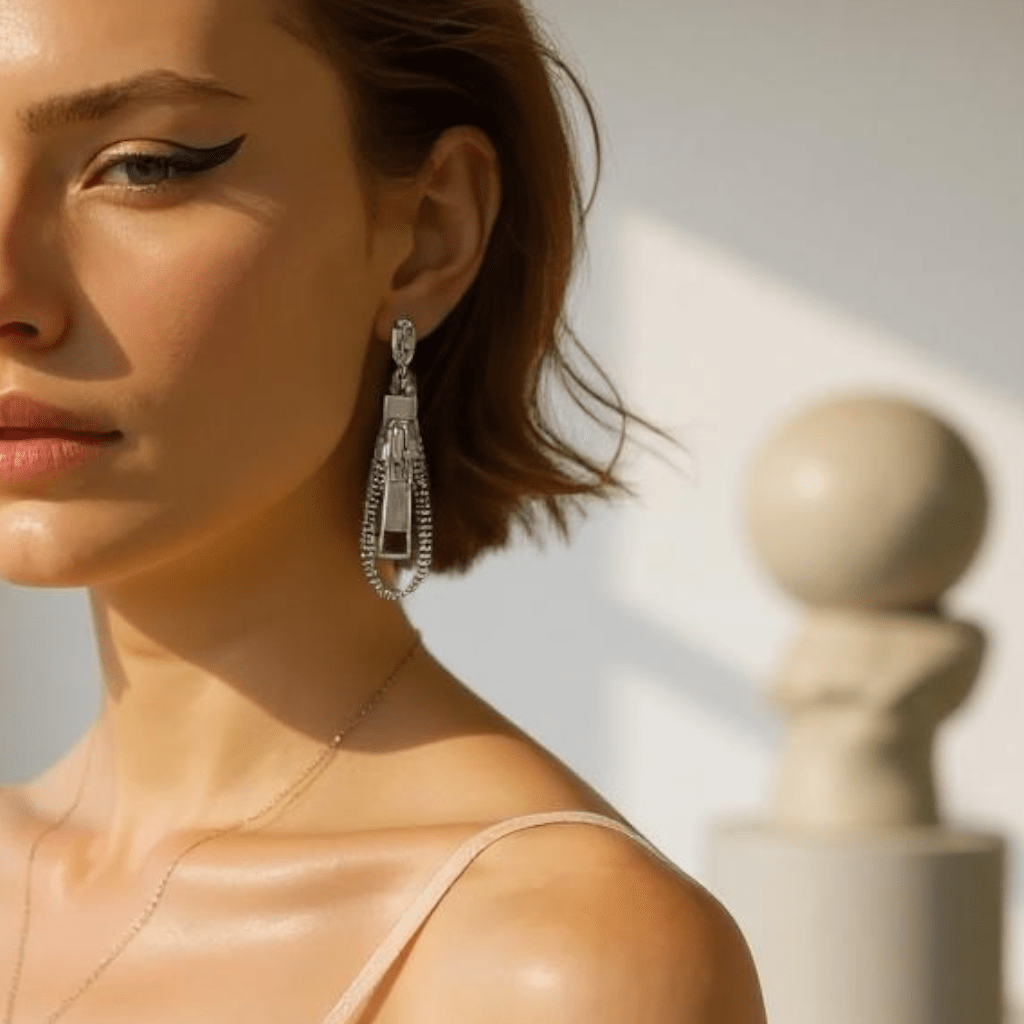 Silver Zip Earrings - earrings