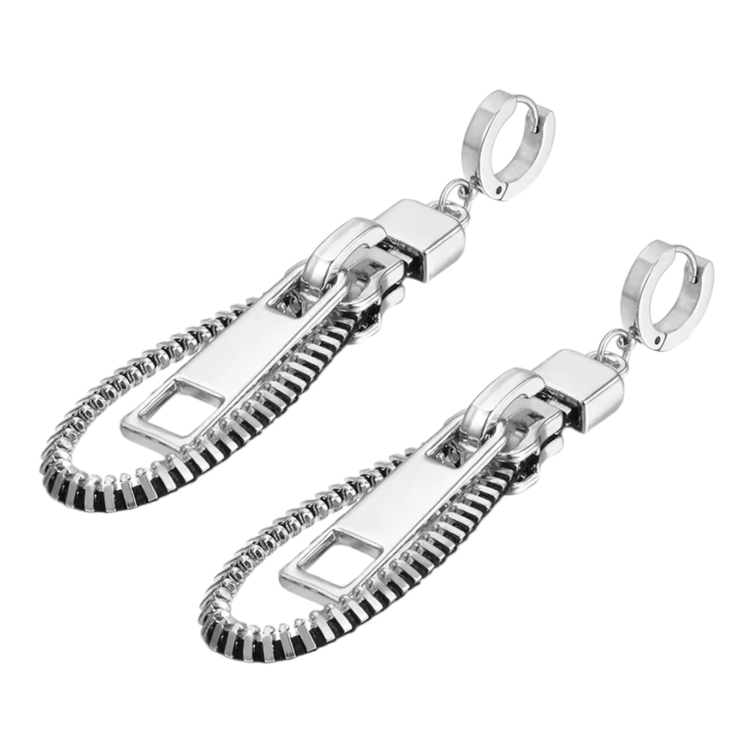Silver Zip Earrings - earrings