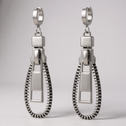Silver Zip Earrings - earrings