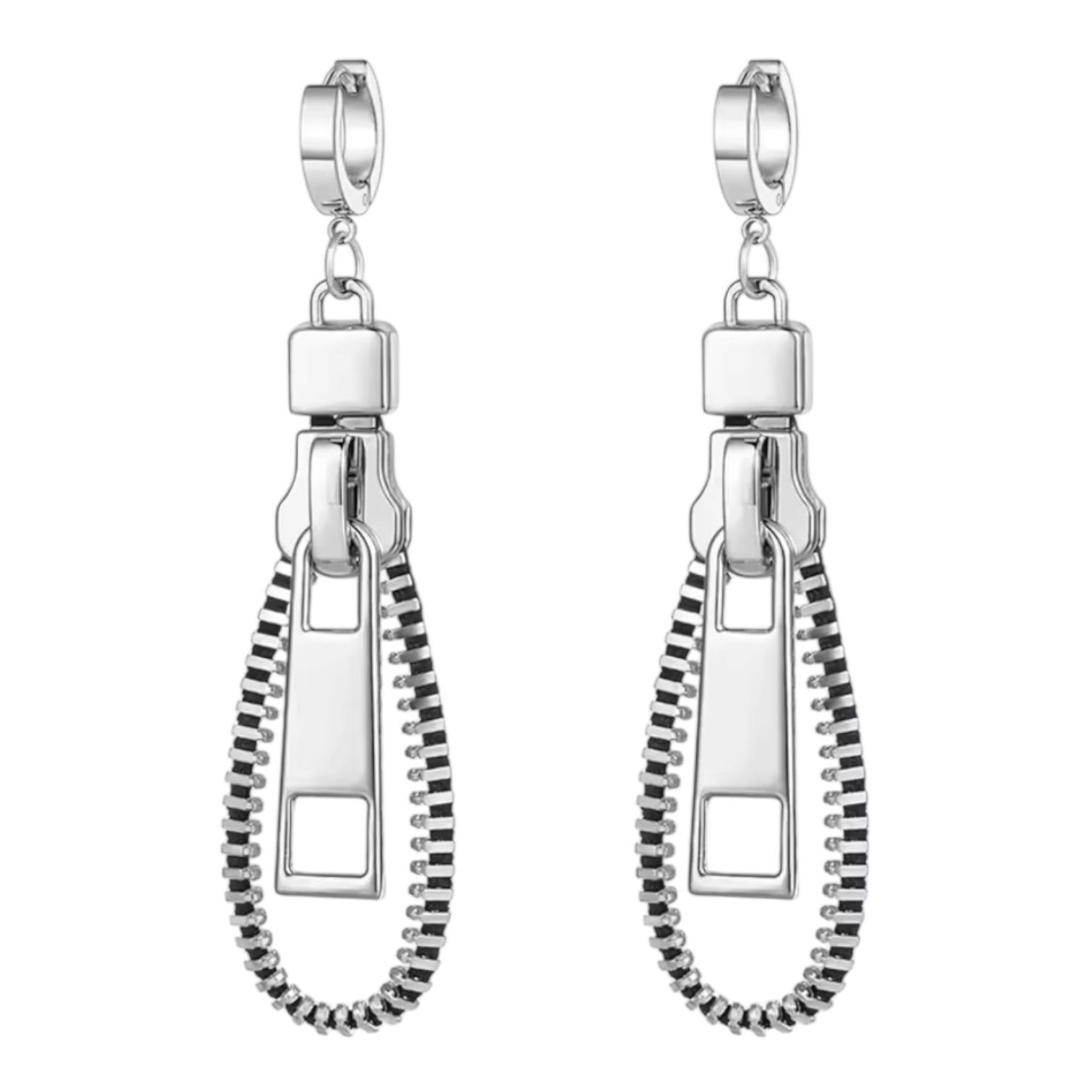 Silver Zip Earrings - earrings