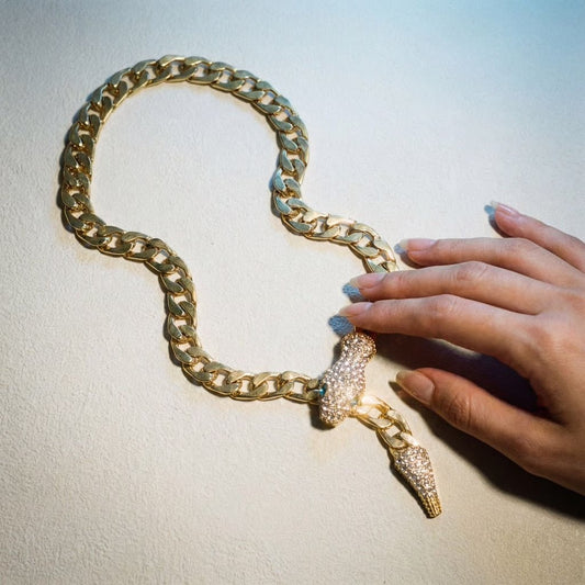 Snake Charmer Gold Chain Statement Necklace - Necklace
