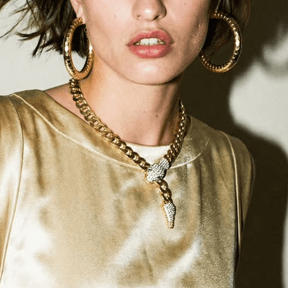 Snake Charmer Gold Chain Statement Necklace - Necklace