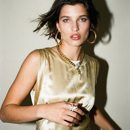 Snake Charmer Gold Chain Statement Necklace - Necklace