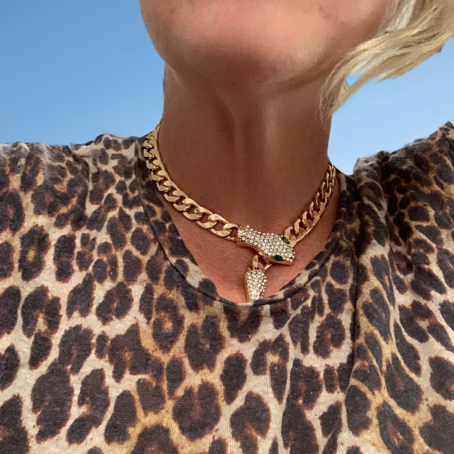 Snake Charmer Gold Chain Statement Necklace-Necklace