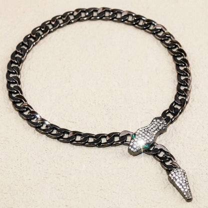 Snake Charmer Gunmetal Chain Statement Necklace - Necklace