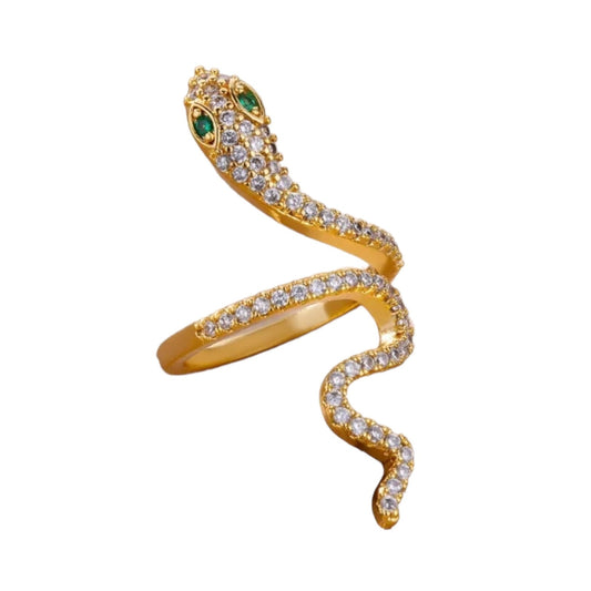 Snake Gold Sparkles Adjustable Ring-Ring