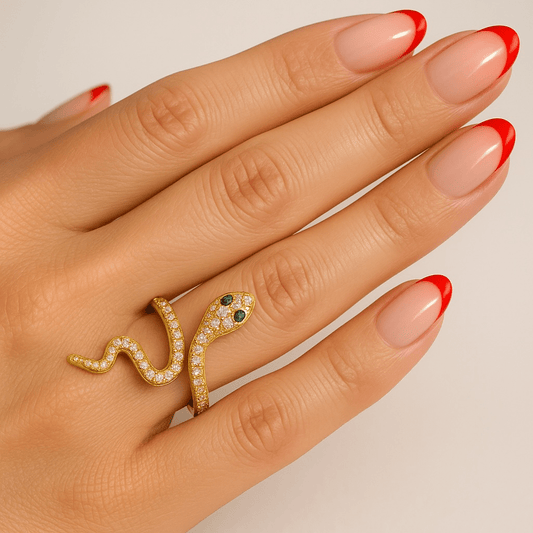 Snake Gold Sparkles Adjustable Ring - Ring
