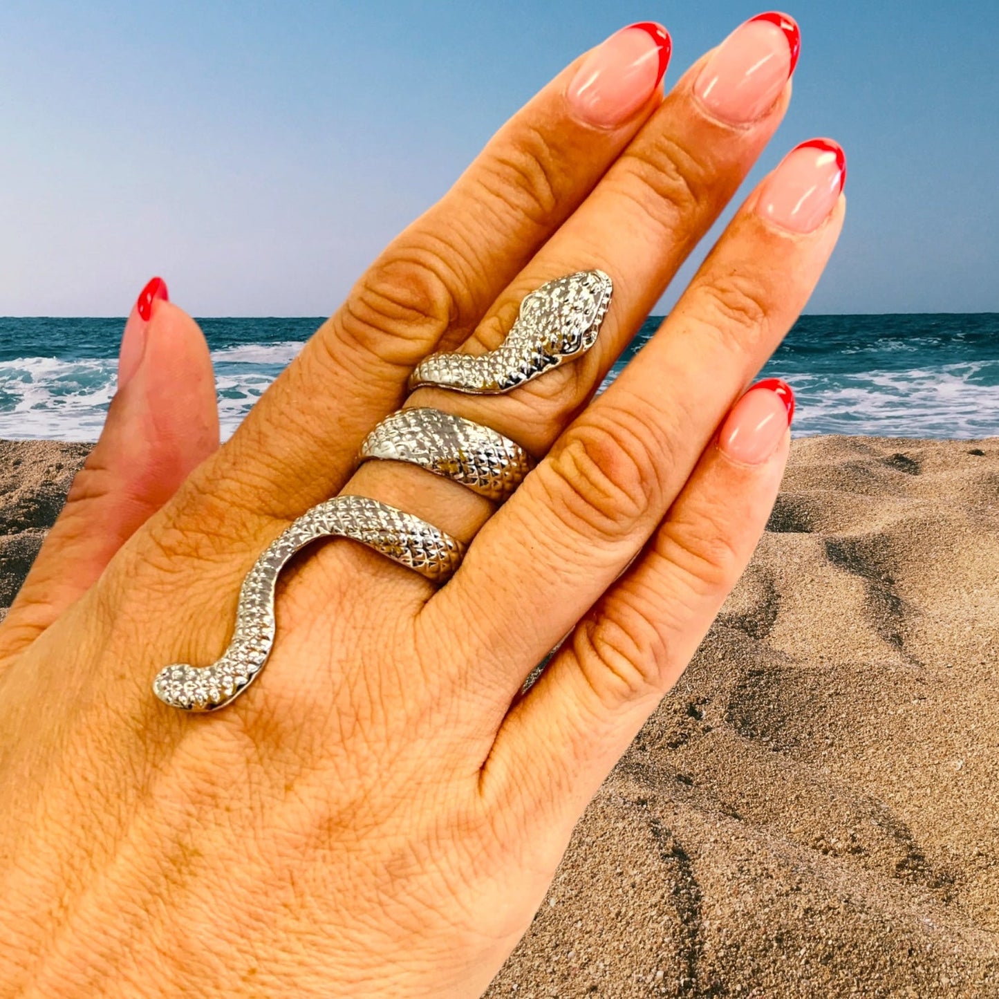 Snake Silver Adjustable Ring-Ring