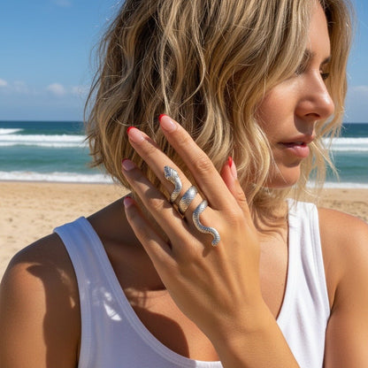 Snake Silver Adjustable Ring - Ring