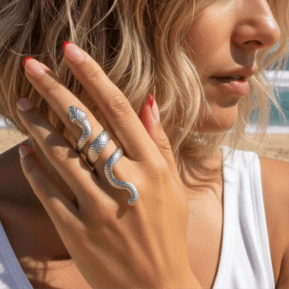 Snake Silver Adjustable Ring - Ring