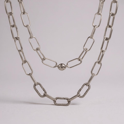 Sterling Silver 925 Paperclip Chain Necklace - 