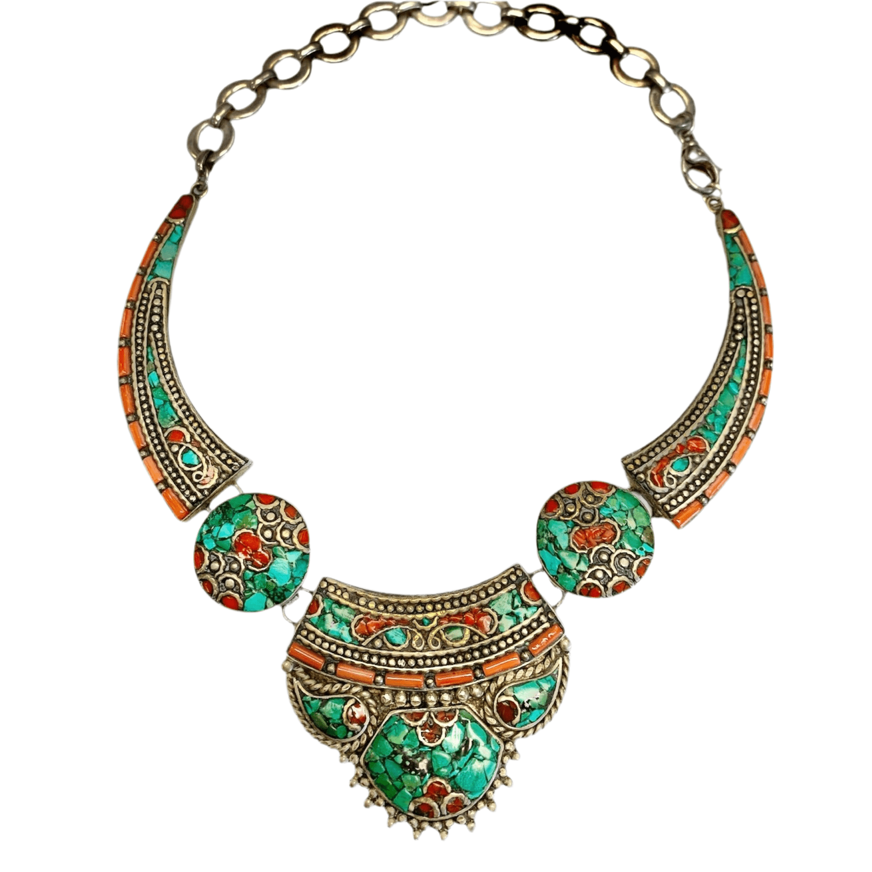 Sterling Silver and Turquoise Udaipur Necklace - 