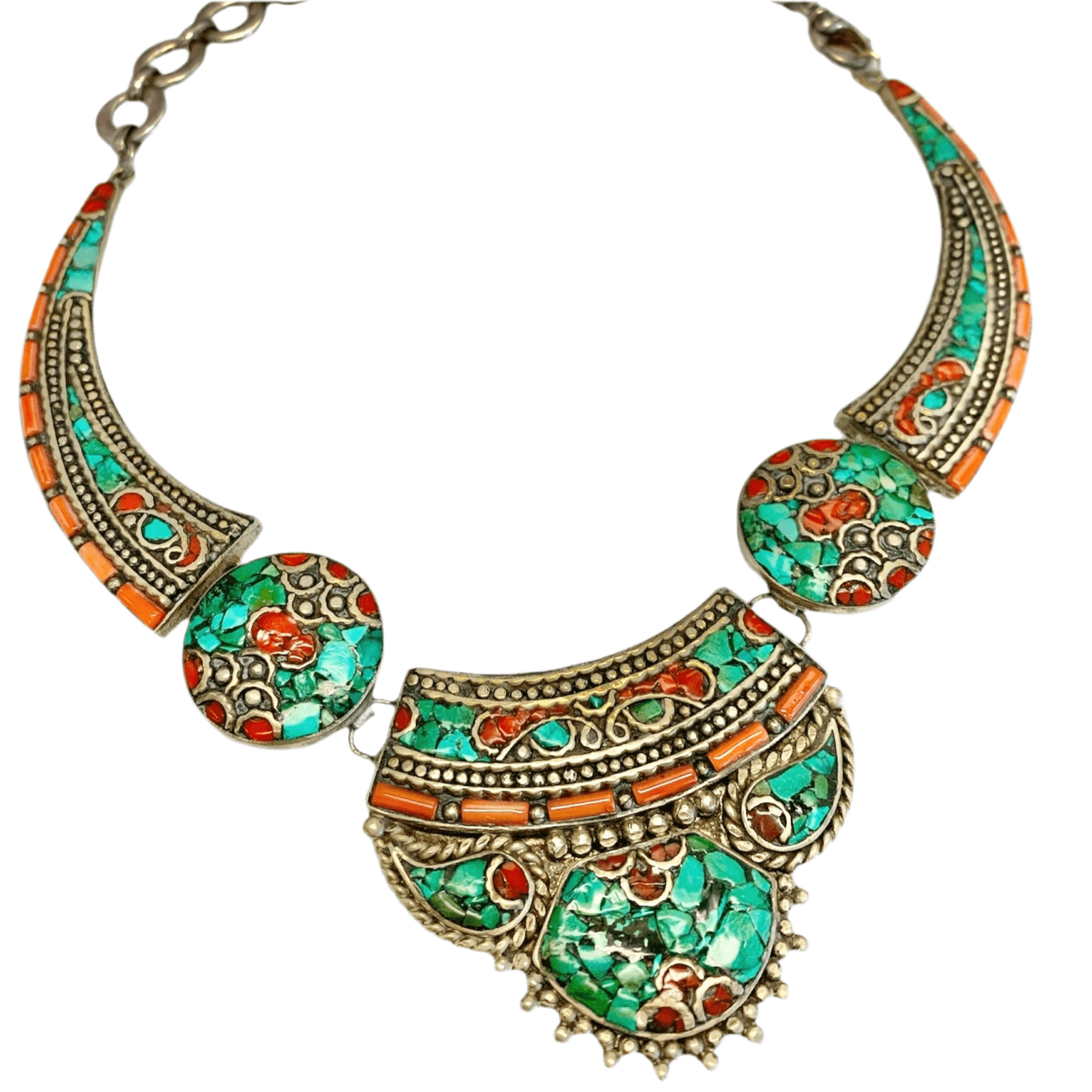 Sterling Silver and Turquoise Udaipur Necklace - 
