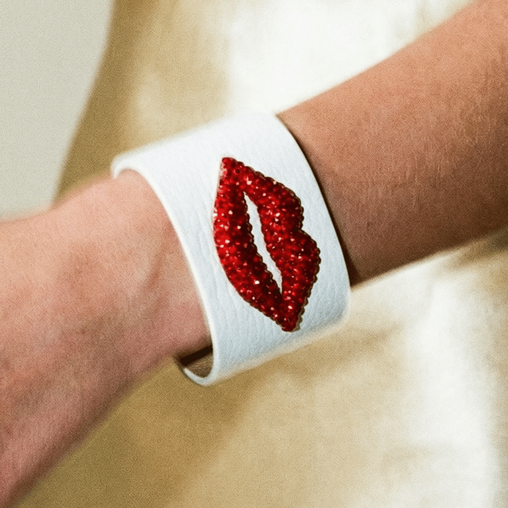 Suck My Kiss Leather Cuff (More Colours) - Bracelet