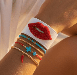 Suck My Kiss Leather Cuff (More Colours) - Bracelet