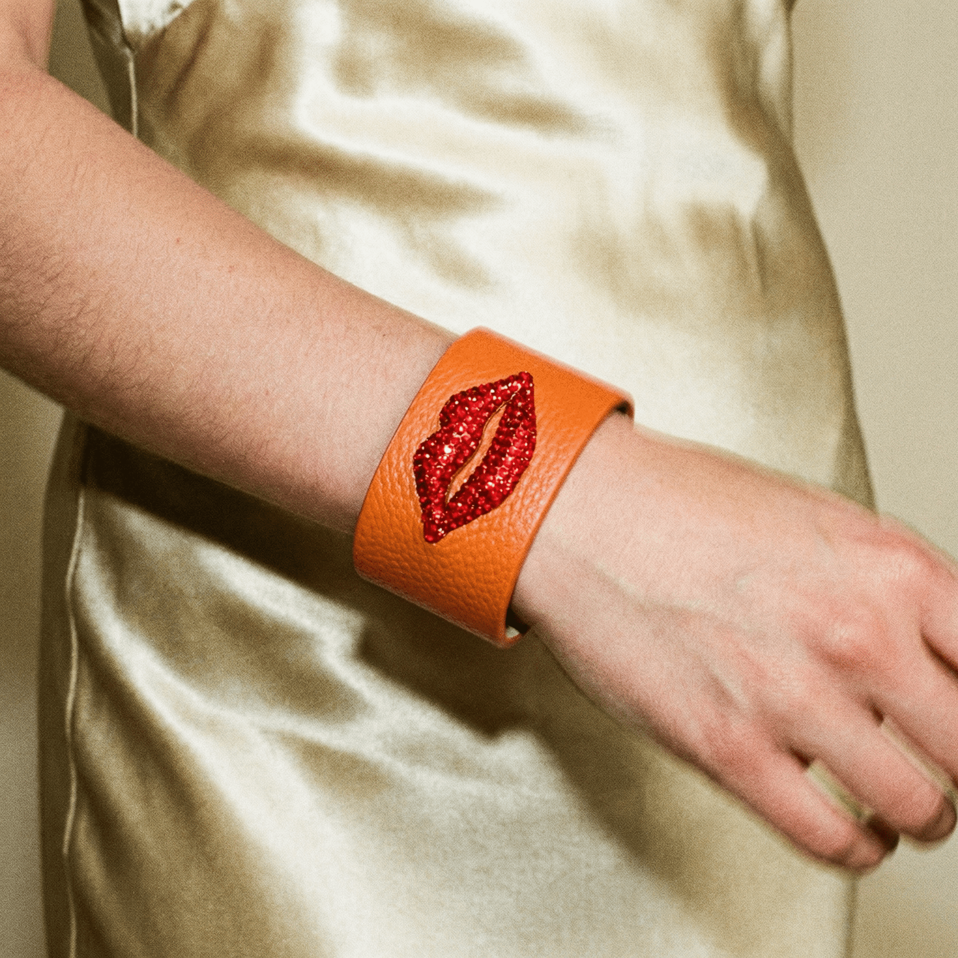 Suck My Kiss Leather Cuff (More Colours) - Bracelet