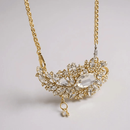 Super Sized Vintage Bespoke Gold Leaf Statement Necklace - 