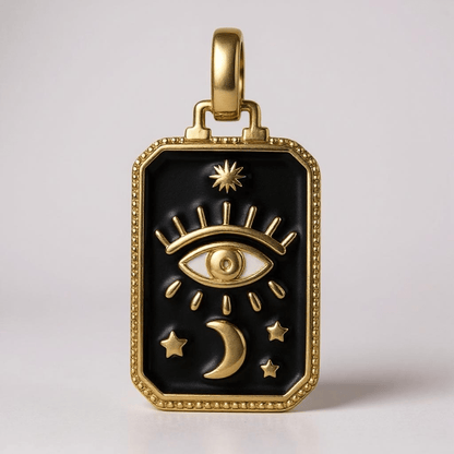 Tarot Card Charm 'Evil Eye' Black and Gold - Charm